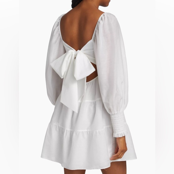 Alice + Olivia Rowen tiered tie back cotton/silk blend dress - Picture 2 of 12